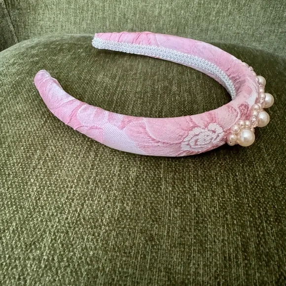 Anthropologie Sister Jane Collectors Pearl Embellished Headband Pink - Picture 4 of 7